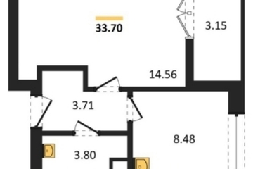 1-к квартира, 33,7 м², 1/9 эт.